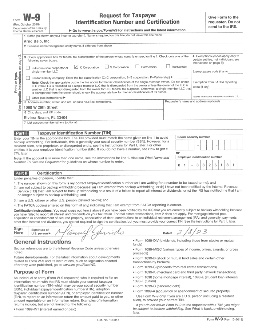 IRS Form W-9