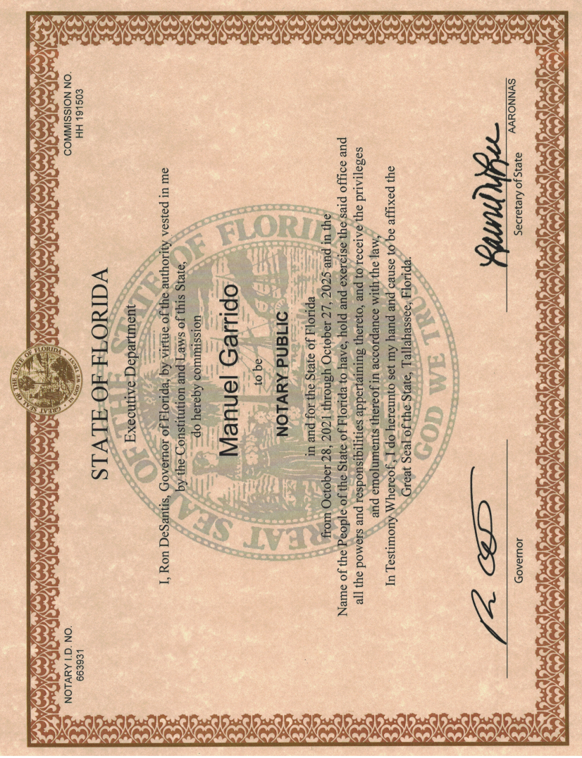 Notary Public Certificate